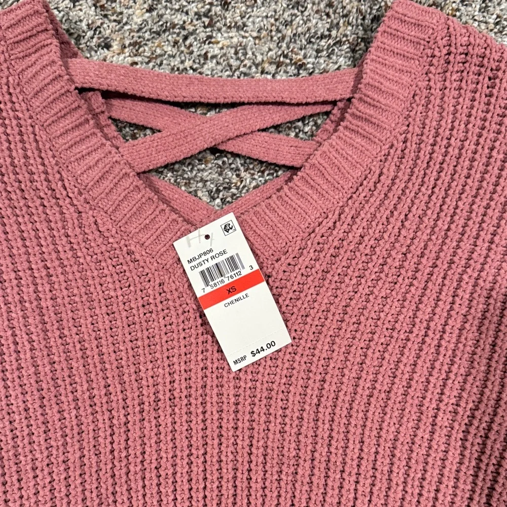 Planet Gold Pink Sweater with Distressed Hem - Picture 4 of 5
